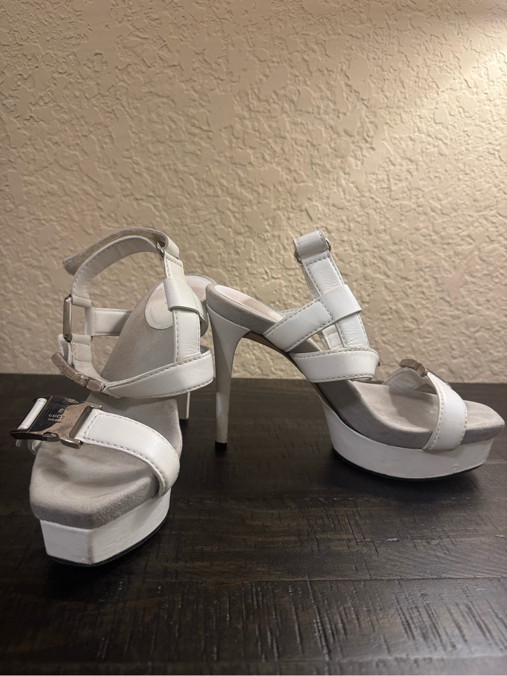 Vintage Gucci white platform heels